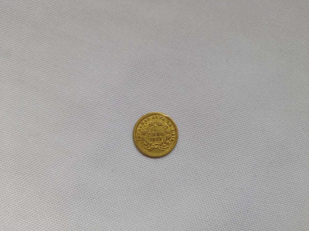 Moneda de Chile 1 peso de 1861, de oro.