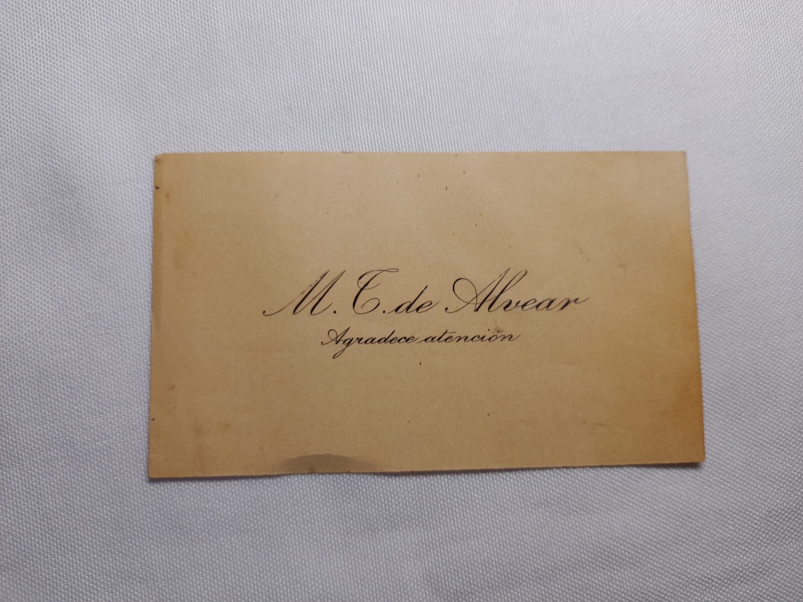 Tarjeta personal de Marcelo Torcuato de Alvear