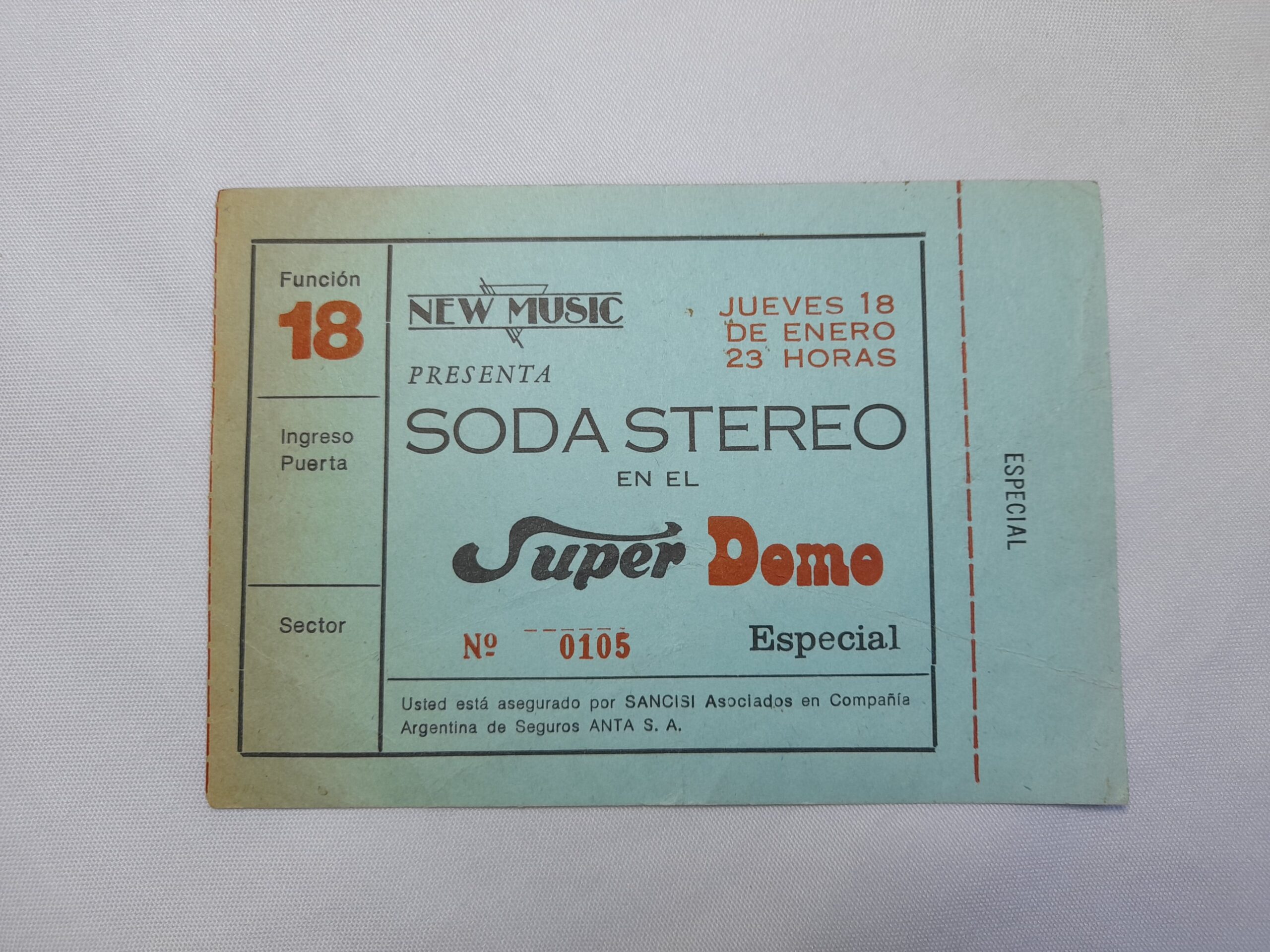 Entrada recital de Soda Stereo, Mar del Plata, Super Domo