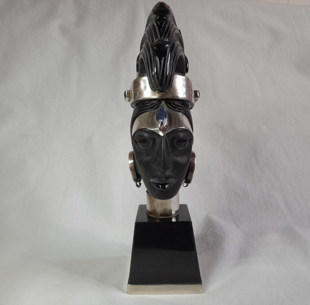 Figura mexicana Obsidiana Y Plata