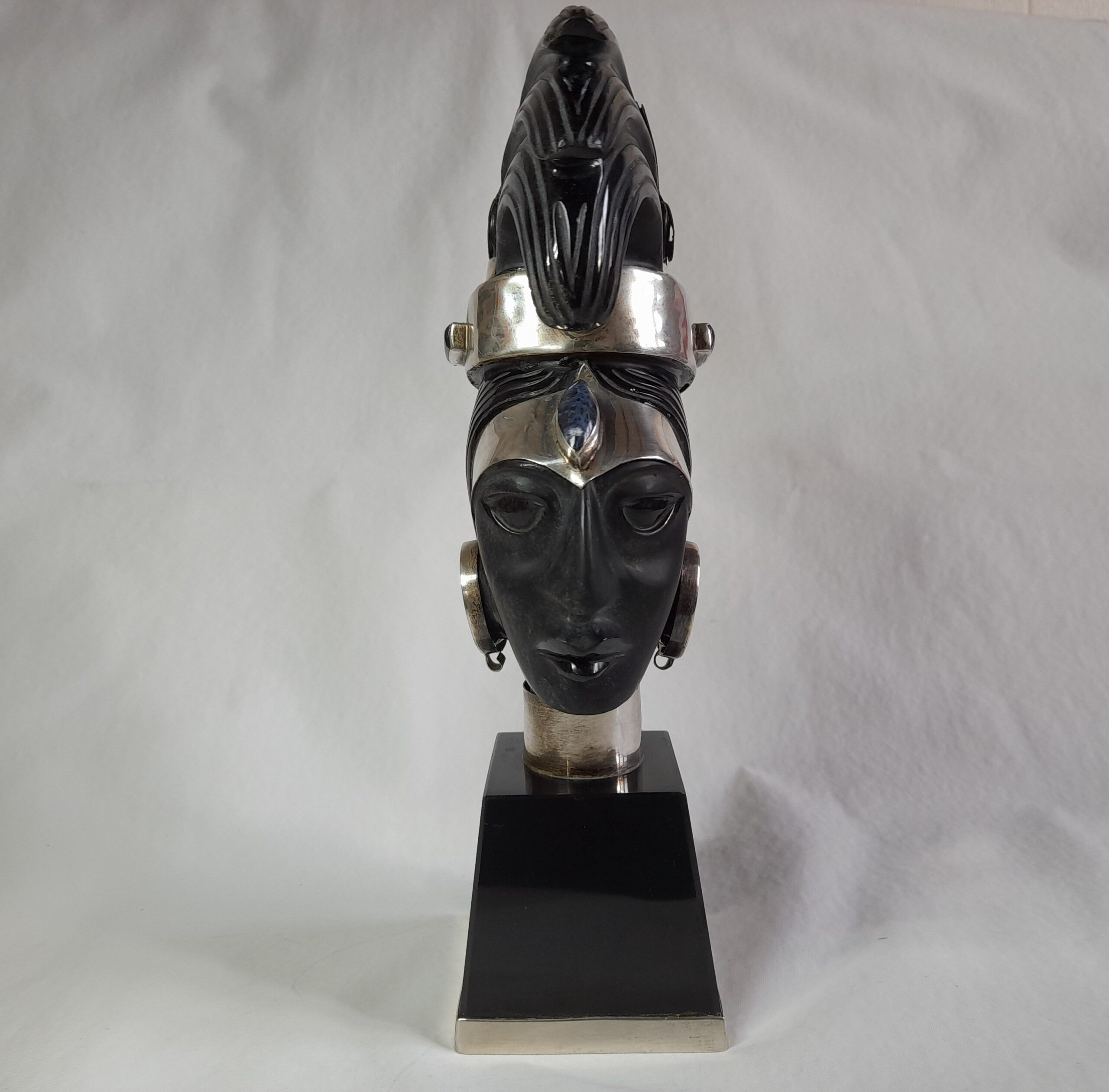 Figura mexicana Obsidiana Y Plata
