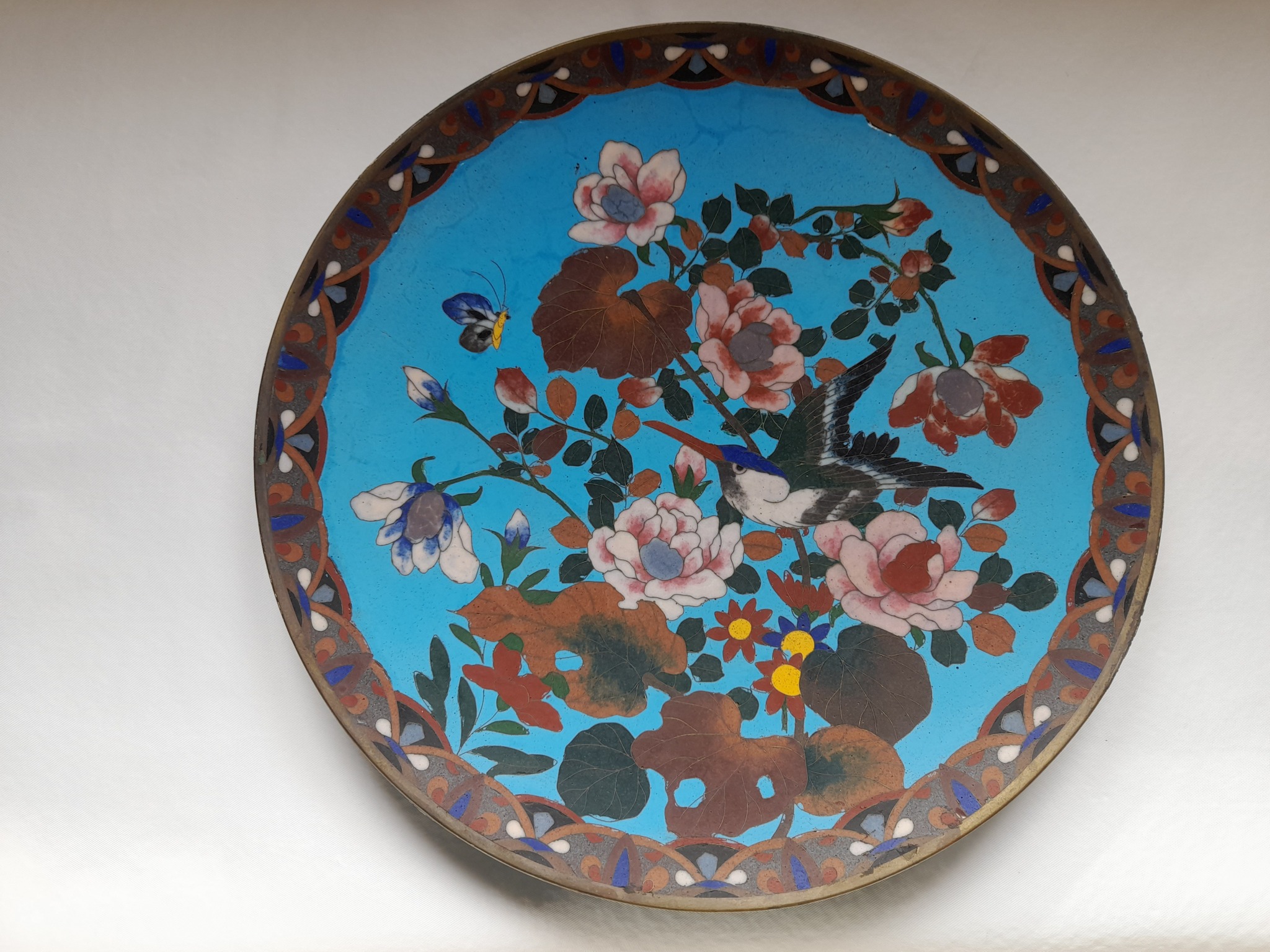 Plato japones con esmalte cloisonne