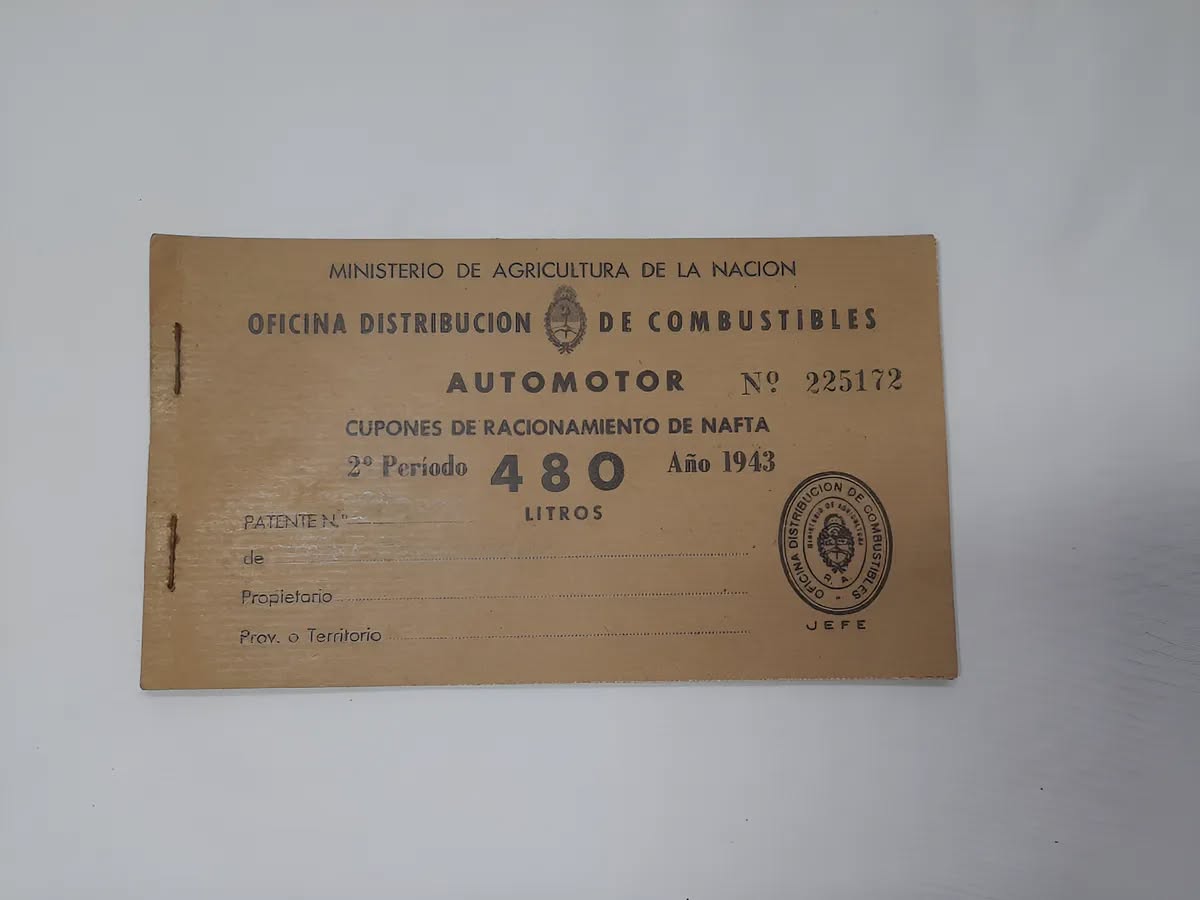 Cupones de Racionamiento de Nafta, año 1943