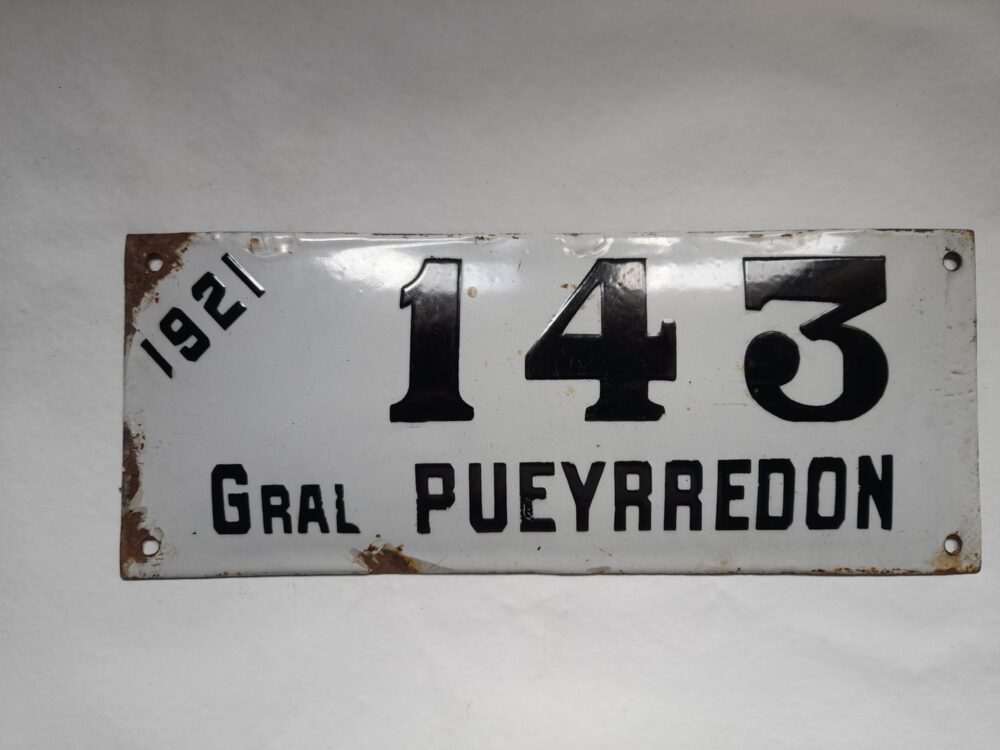 Patente enlozada de Gral. Pueyrredon, Mar del Plata, año 1921