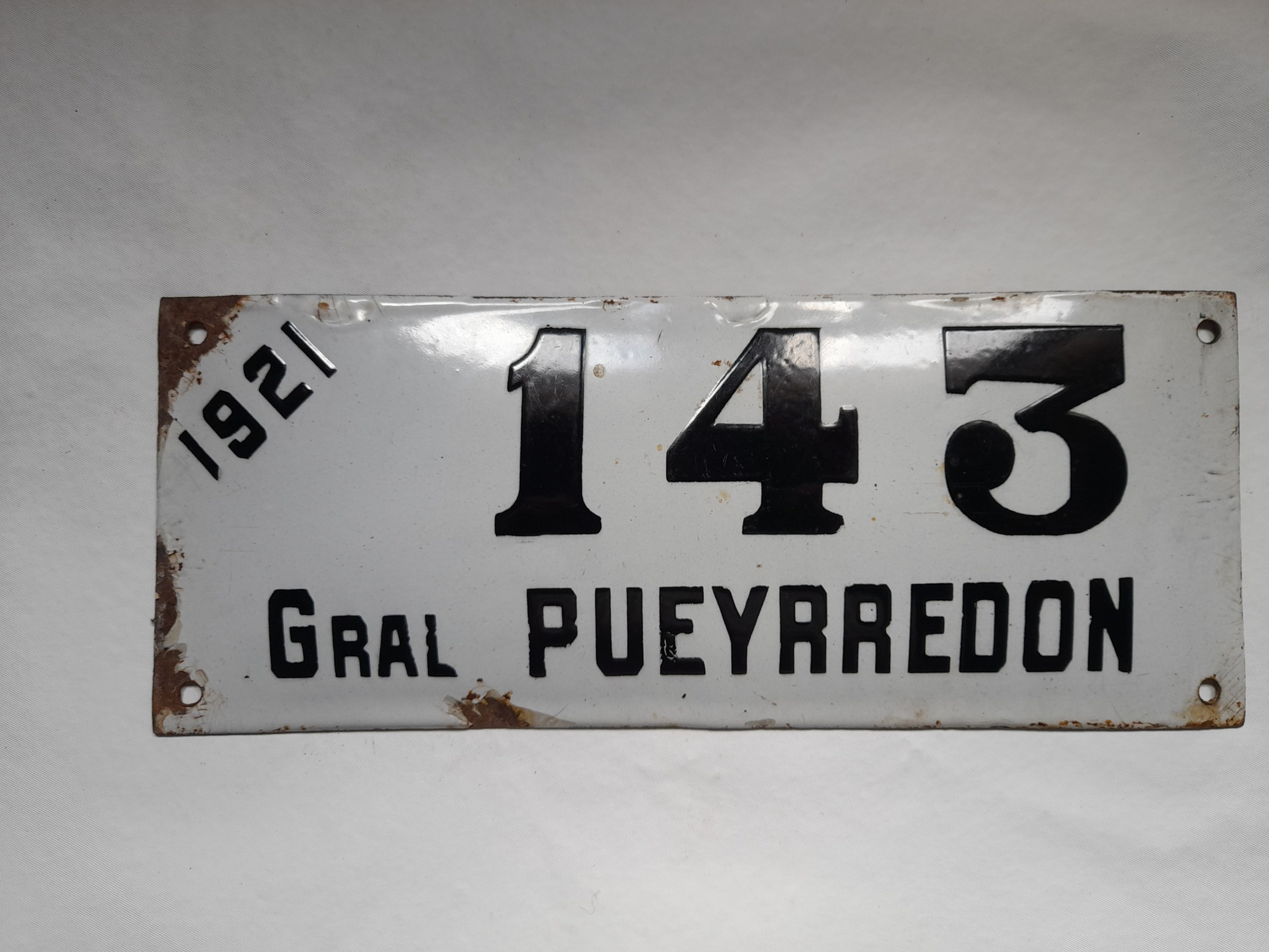 Patente enlozada de Gral. Pueyrredon, Mar del Plata, año 1921