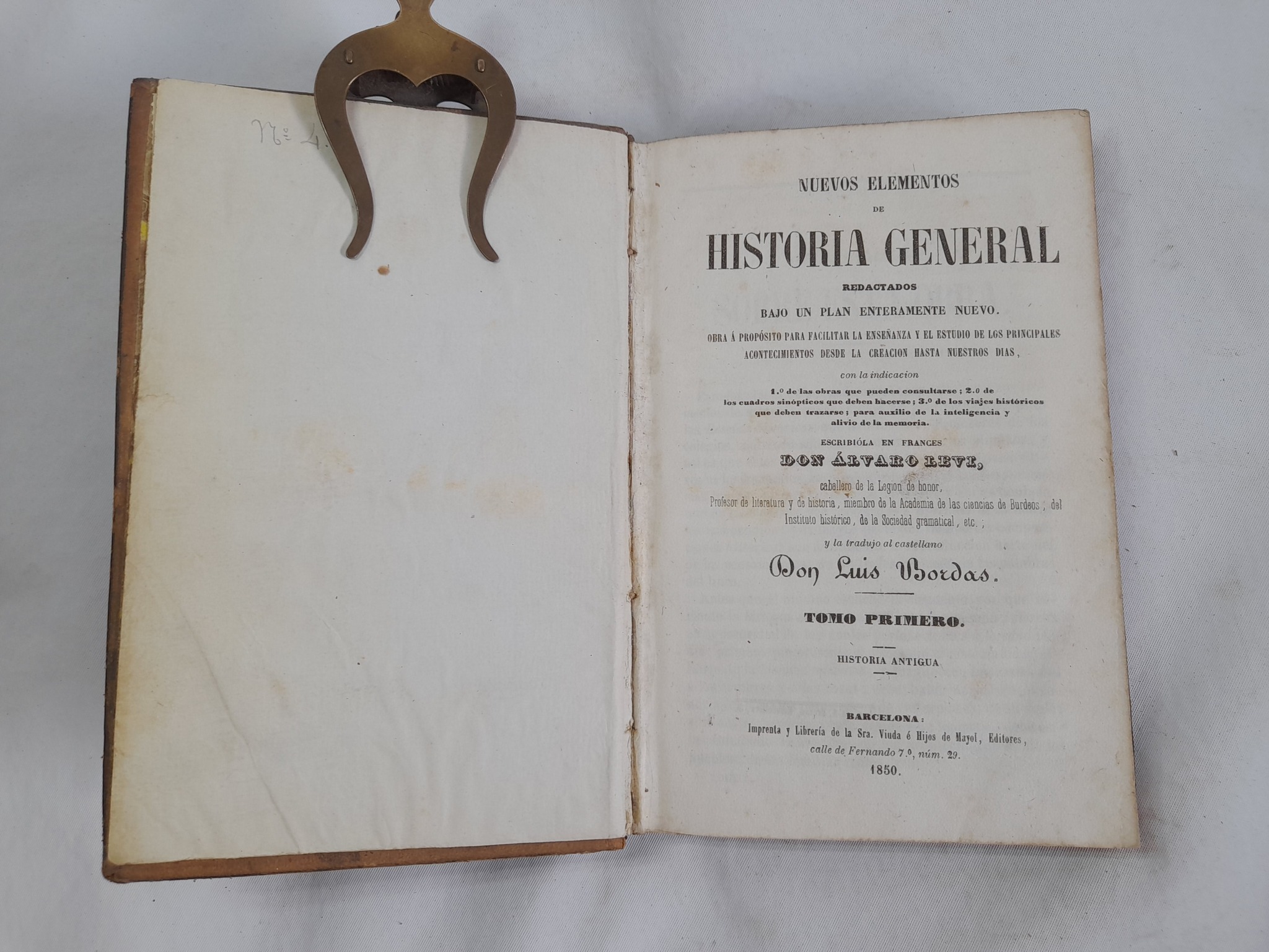 Nuevos elementos de historia general, Alvaro Levi, 2 tomos