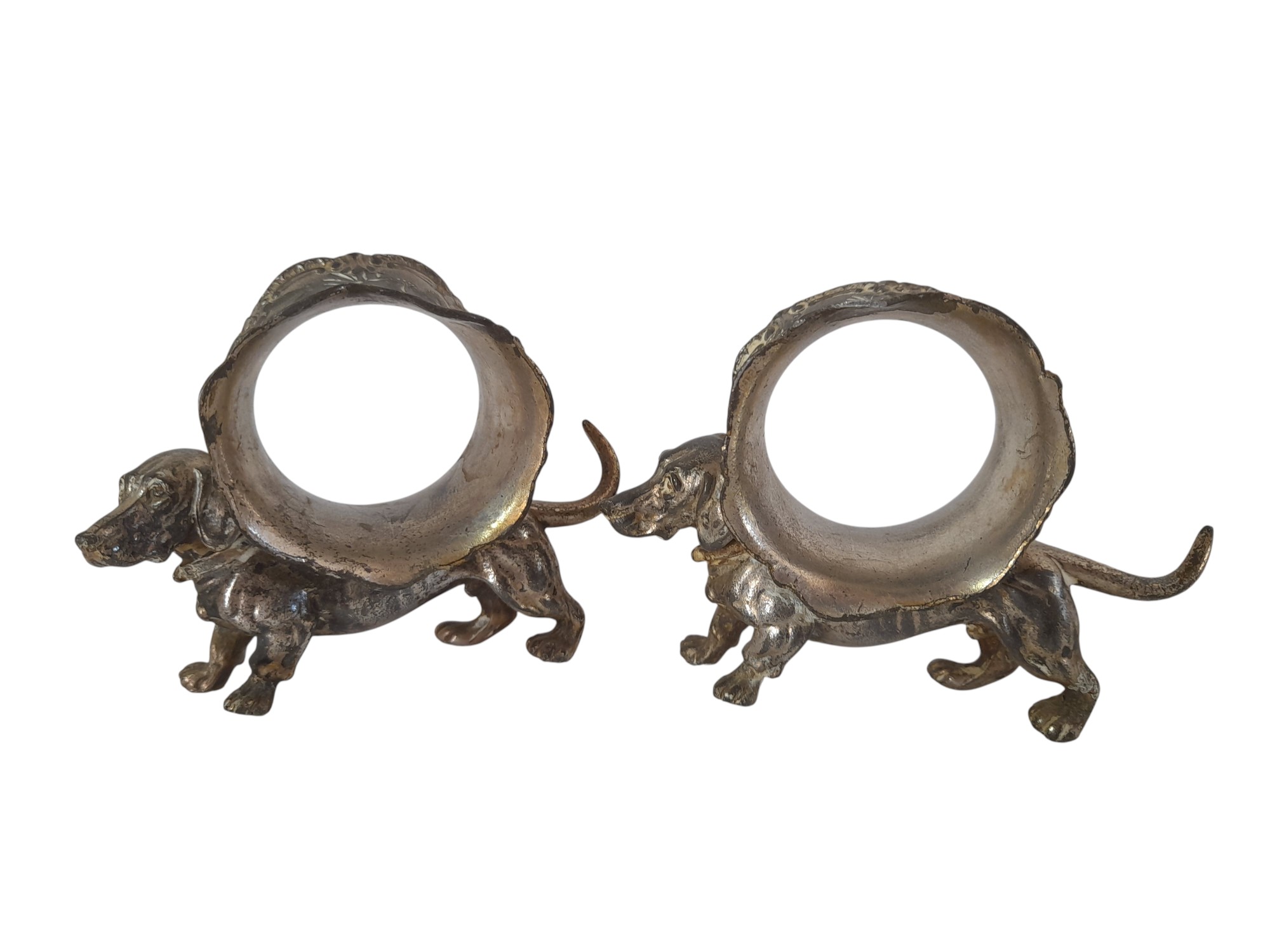 Servilletero de peltre perros Dachshund