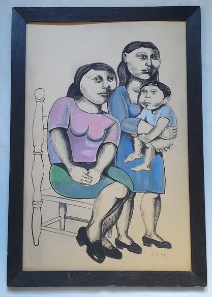 Obra de Juana Elena Diz, tempera sobre carton
